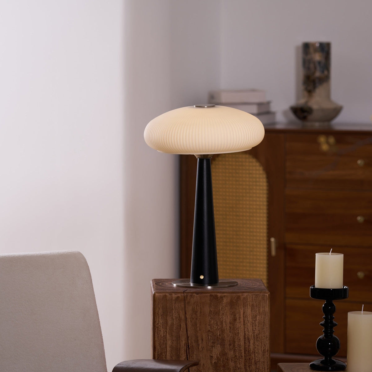 Aeruno Fluted Glass LED Table Lamp with Touch Dimming, Modern Sculptural Design