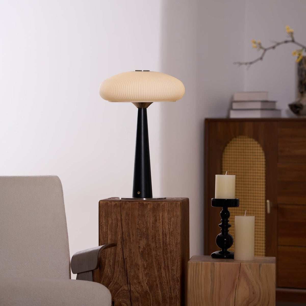 Aeruno Fluted Glass LED Table Lamp with Touch Dimming, Modern Sculptural Design