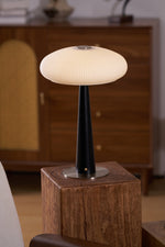 Aeruno Fluted Glass LED Table Lamp with Touch Dimming, Modern Sculptural Design
