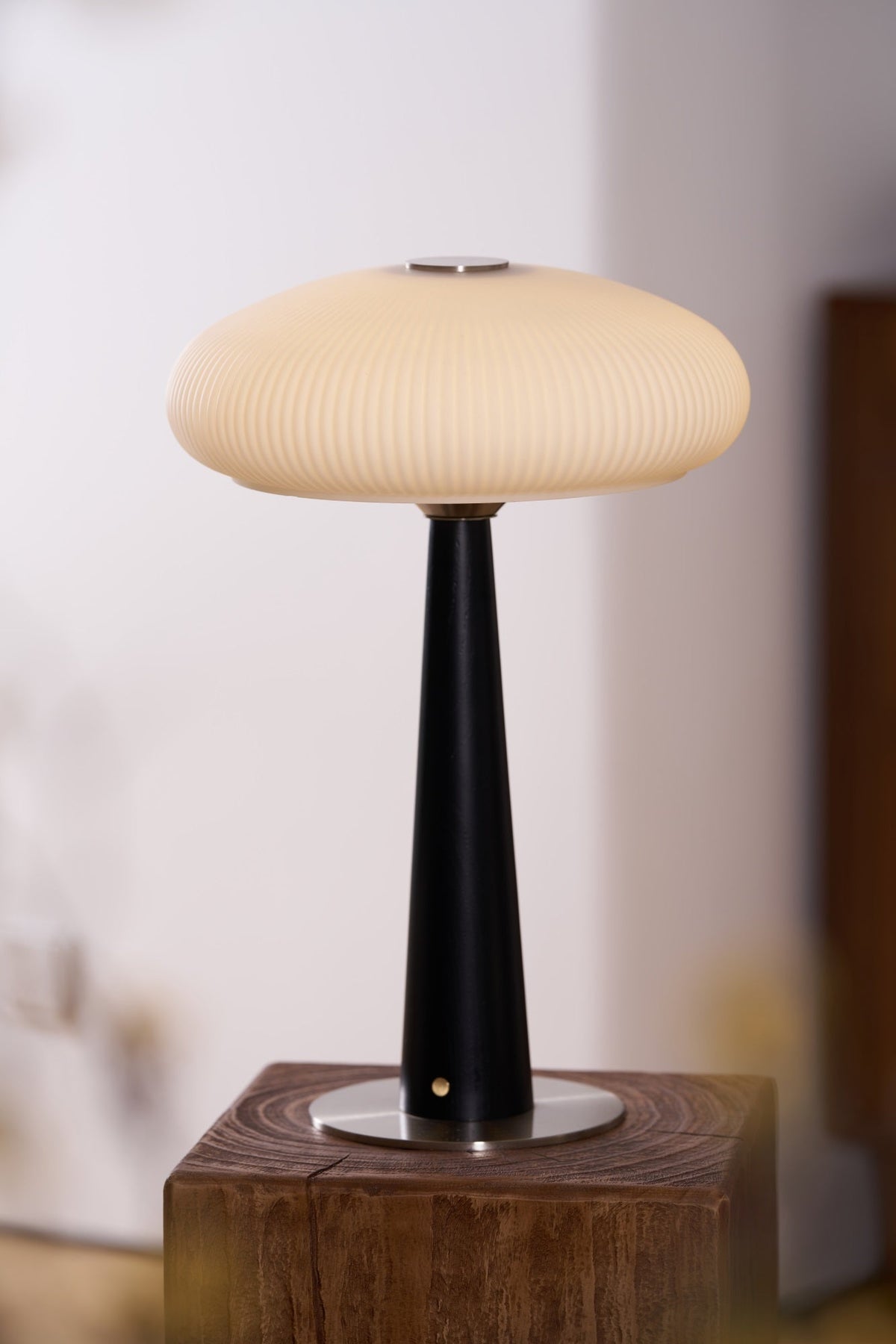 Aeruno Fluted Glass LED Table Lamp with Touch Dimming, Modern Sculptural Design
