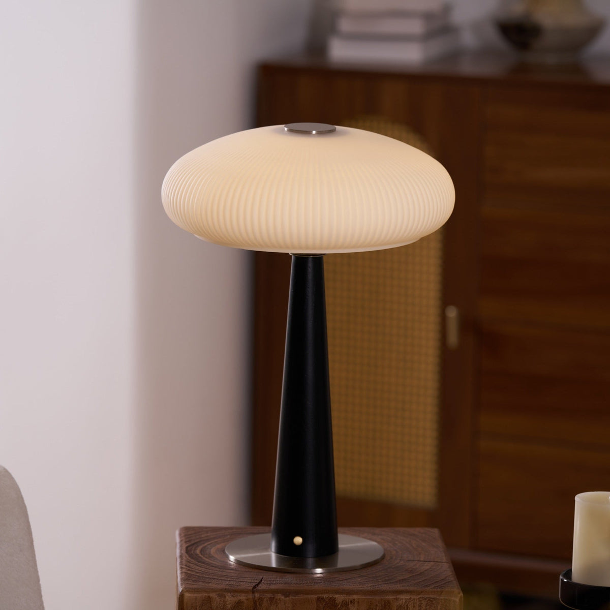 Aeruno Fluted Glass LED Table Lamp with Touch Dimming, Modern Sculptural Design