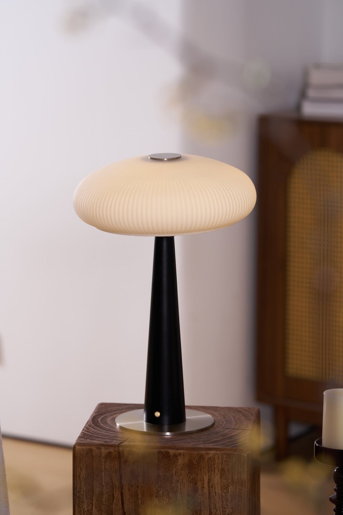 Aeruno Fluted Glass LED Table Lamp with Touch Dimming, Modern Sculptural Design