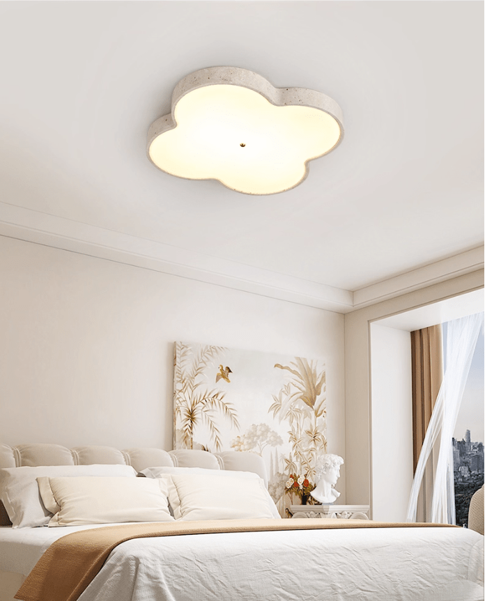 Aethel Cloud Travertine Ceiling Light — Flush Mount LED Lamp