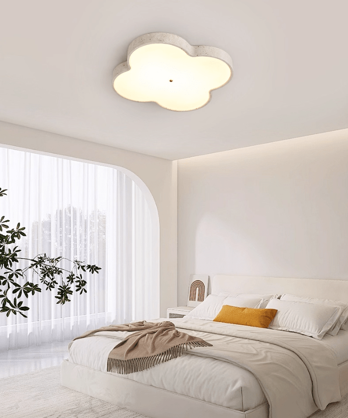 Aethel Cloud Travertine Ceiling Light — Flush Mount LED Lamp