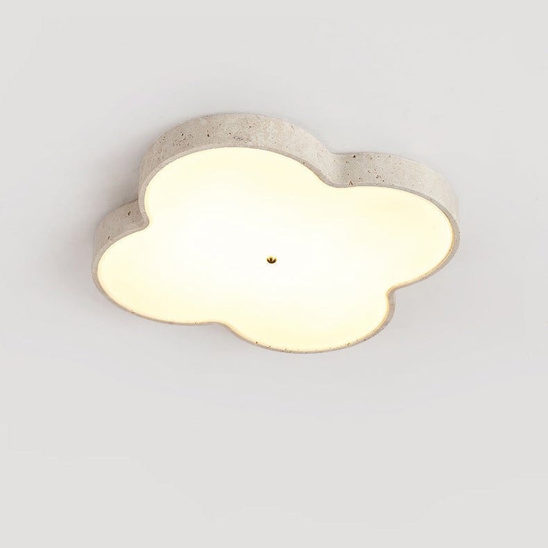 Aethel Cloud Travertine Ceiling Light — Flush Mount LED Lamp