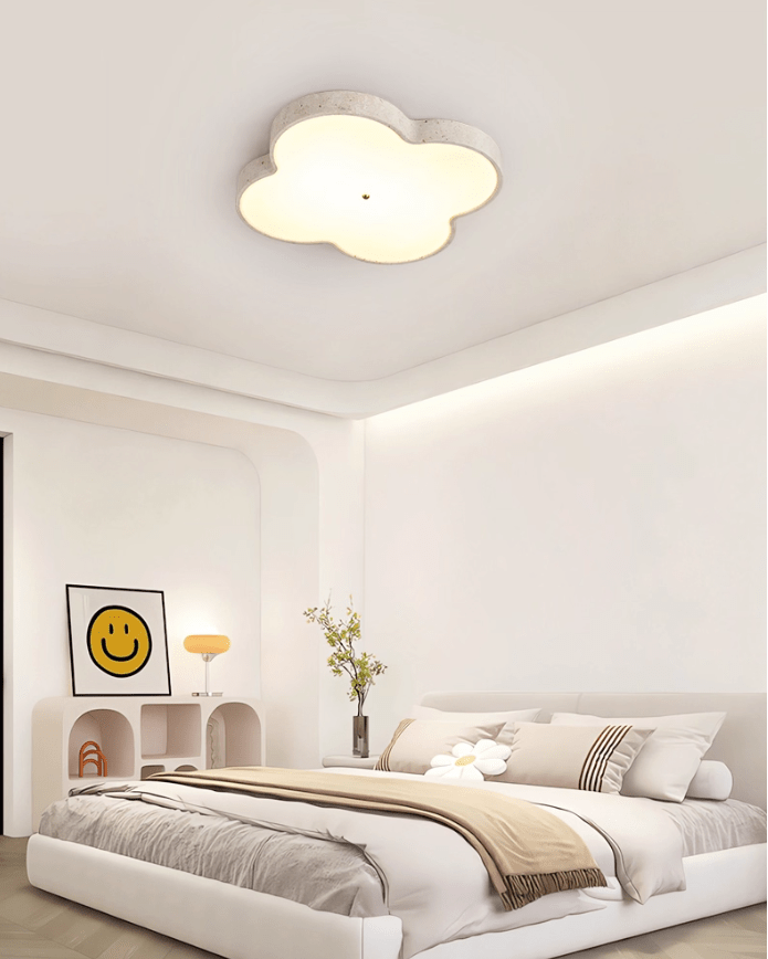 Aethel Cloud Travertine Ceiling Light — Flush Mount LED Lamp