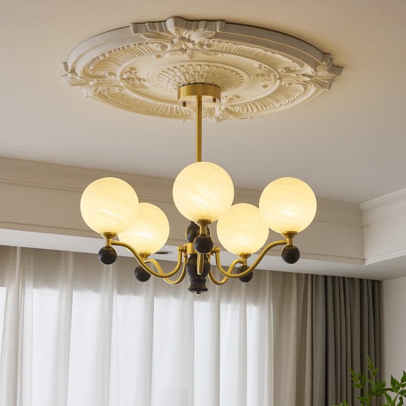 Aether Sphere Chandelier — Brass and Glass Modern Pendant Light