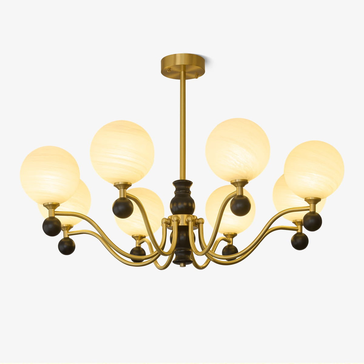 Aether Sphere Chandelier — Brass and Glass Modern Pendant Light