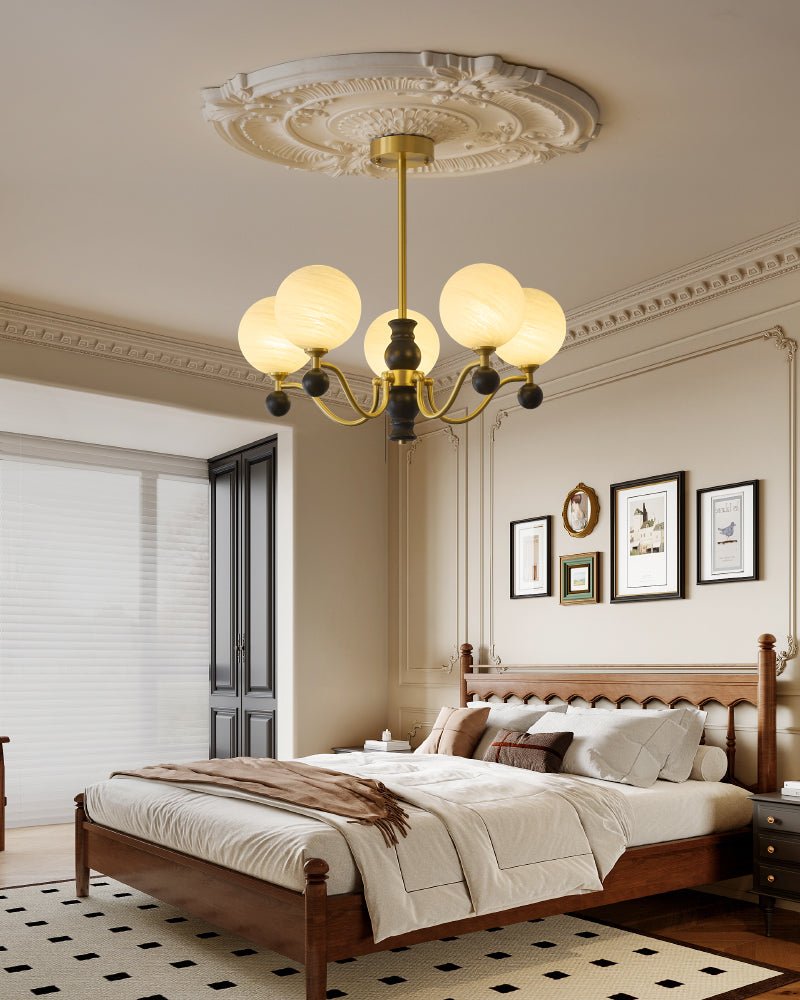 Aether Sphere Chandelier — Brass and Glass Modern Pendant Light