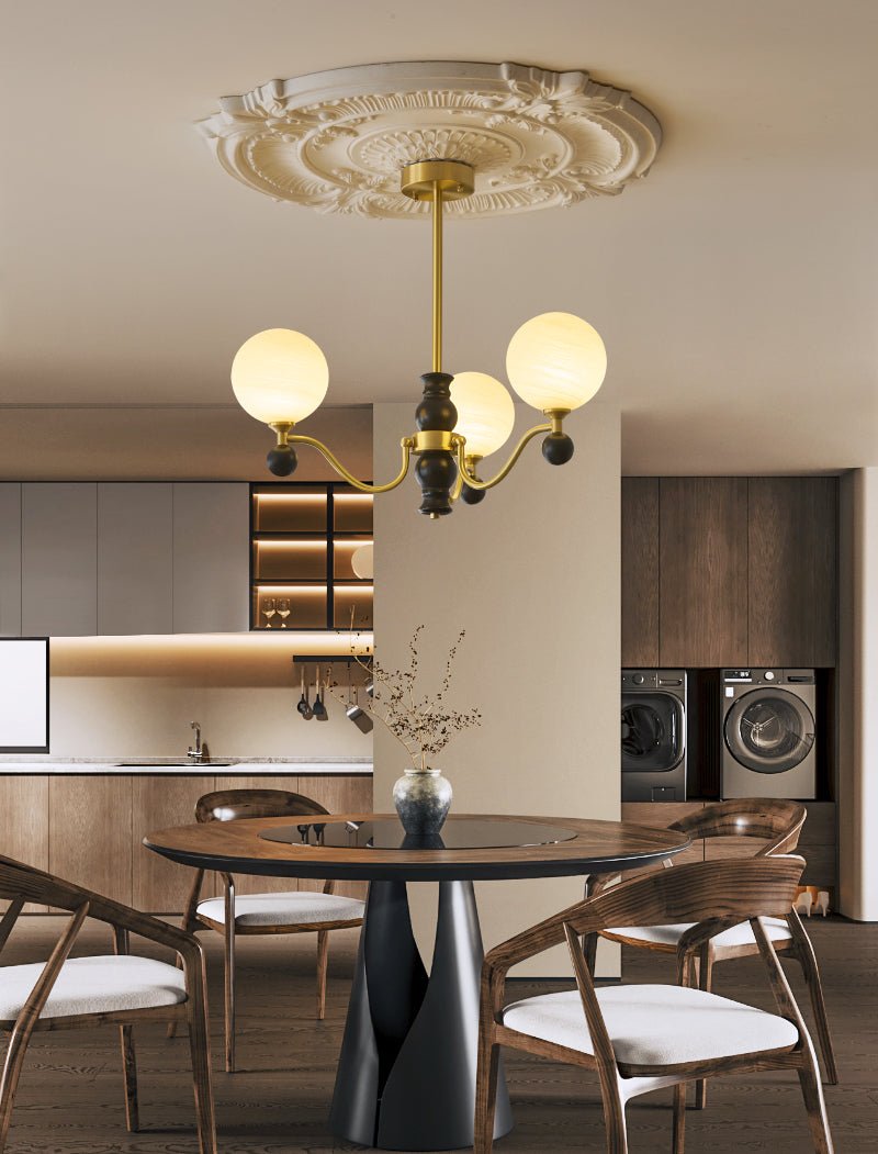 Aether Sphere Chandelier — Brass and Glass Modern Pendant Light