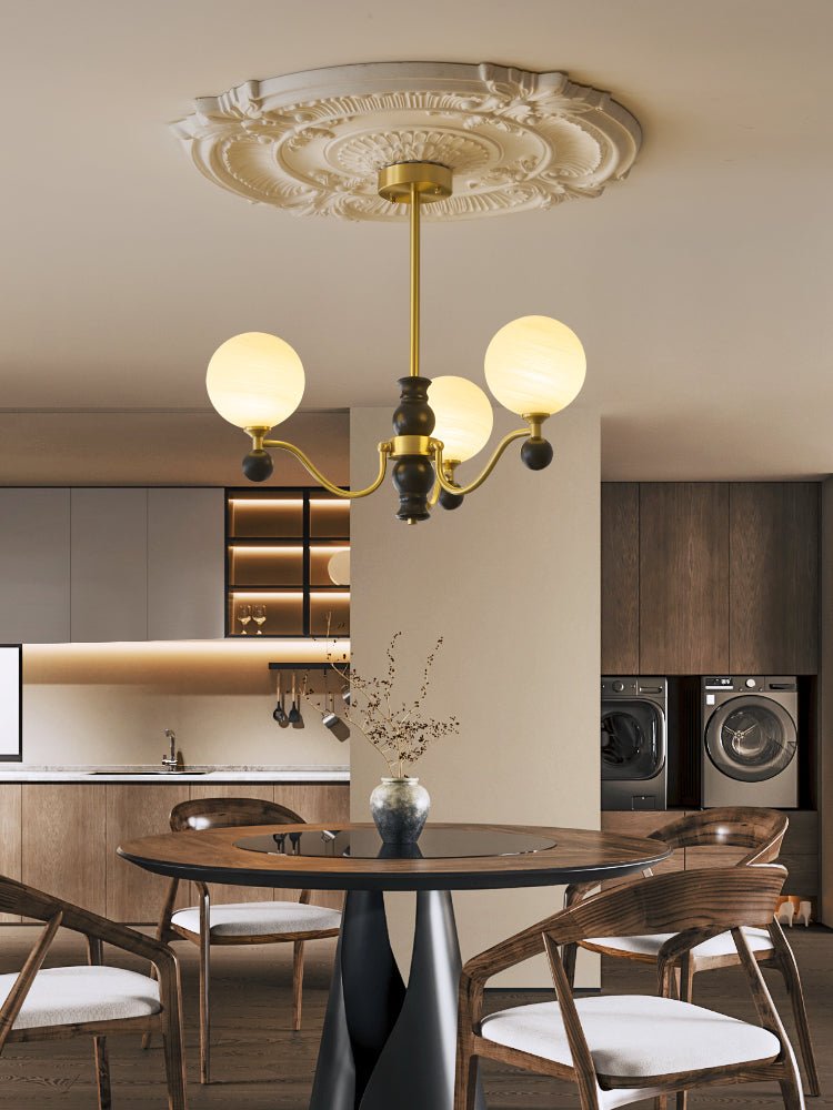Aether Sphere Chandelier — Brass and Glass Modern Pendant Light