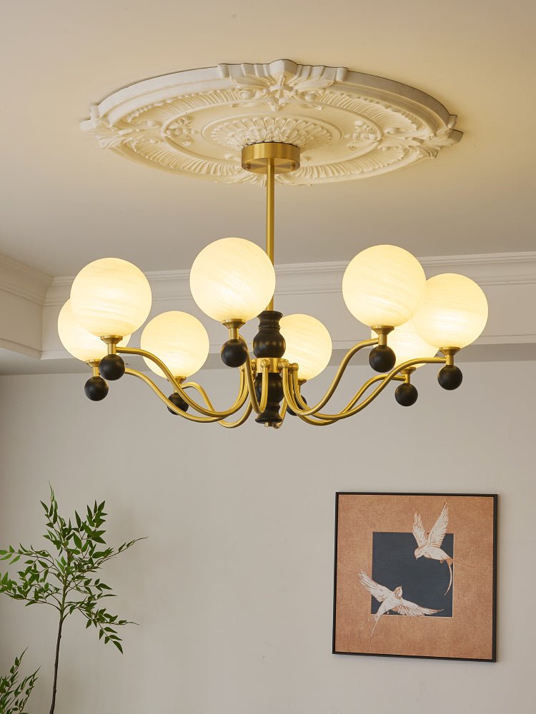 Aether Sphere Chandelier — Brass and Glass Modern Pendant Light