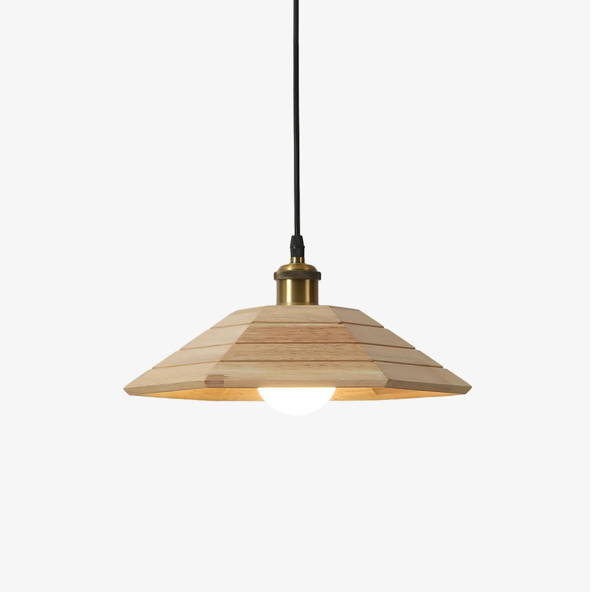 Umbrella Wooden Pendant Light – Modern Natural Wood & Gold Ceiling Lamp