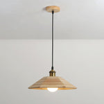 Umbrella Wooden Pendant Light – Modern Natural Wood & Gold Ceiling Lamp