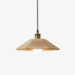 Umbrella Wooden Pendant Light – Modern Natural Wood & Gold Ceiling Lamp
