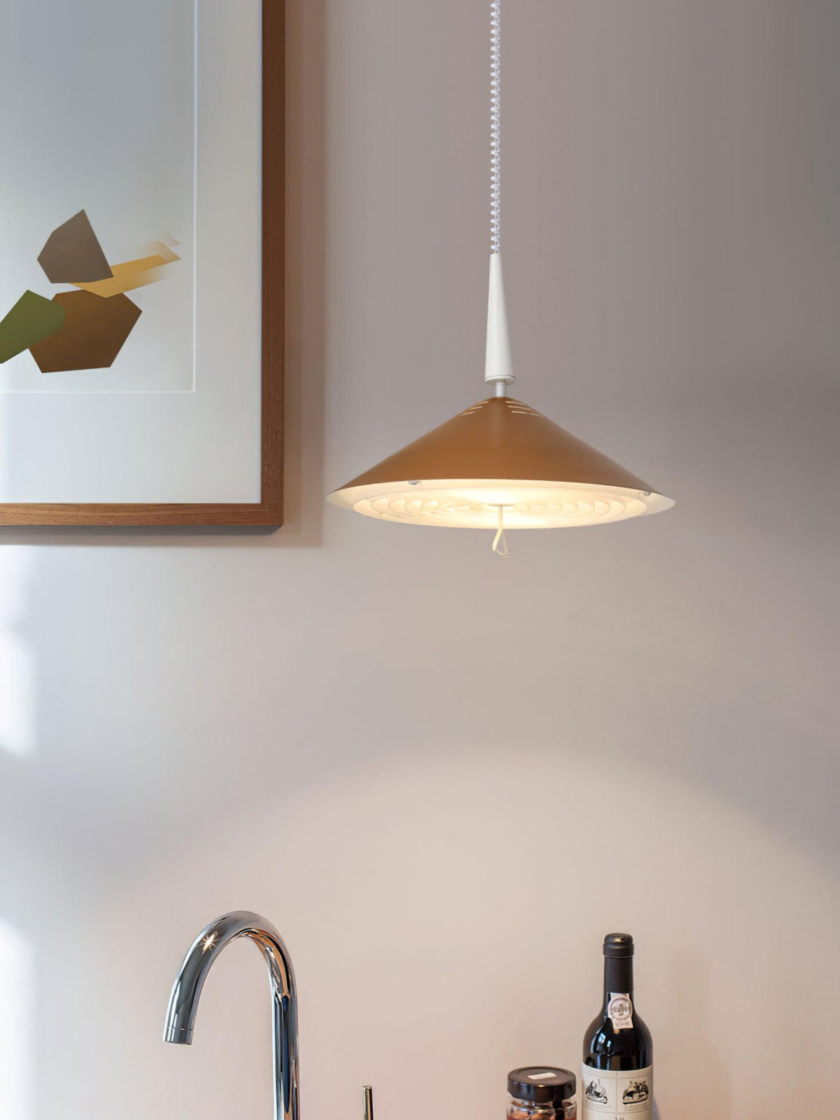 Agnes Retro Pendant Light with Retractable Cable, Mid-Century Modern Kitchen Island Lamp