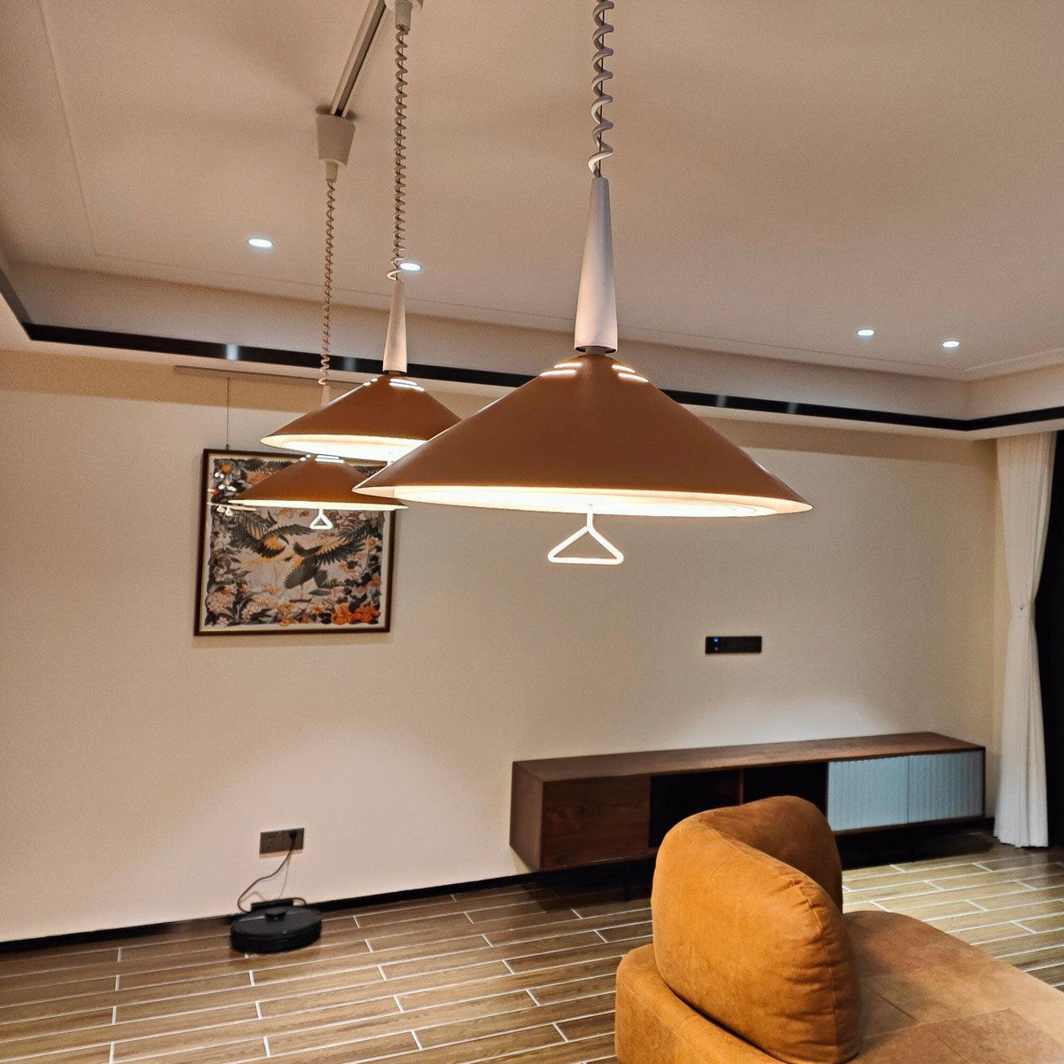 Agnes Retro Pendant Light with Retractable Cable, Mid-Century Modern Kitchen Island Lamp