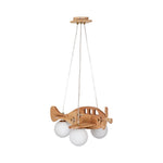 Aviator Pendant Light in Natural Wood and Opal Glass