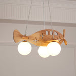 Aviator Pendant Light in Natural Wood and Opal Glass