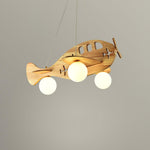 Aviator Pendant Light in Natural Wood and Opal Glass