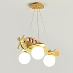 Aviator Pendant Light in Natural Wood and Opal Glass