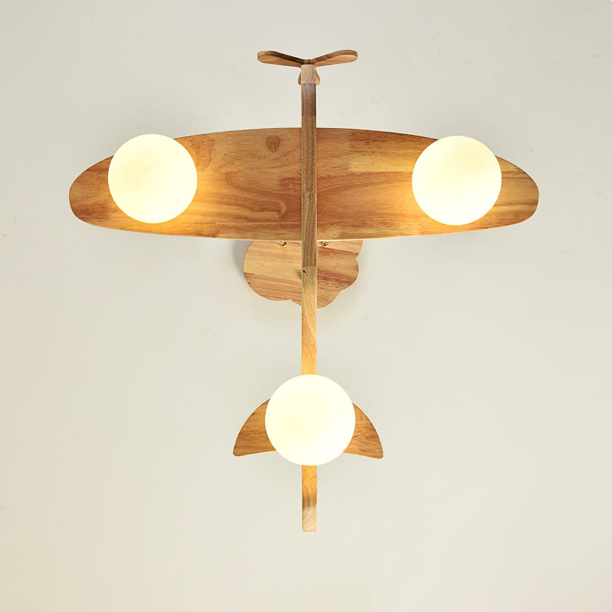 Aviator Pendant Light in Natural Wood and Opal Glass