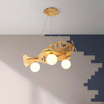 Aviator Pendant Light in Natural Wood and Opal Glass