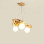 Aviator Pendant Light in Natural Wood and Opal Glass