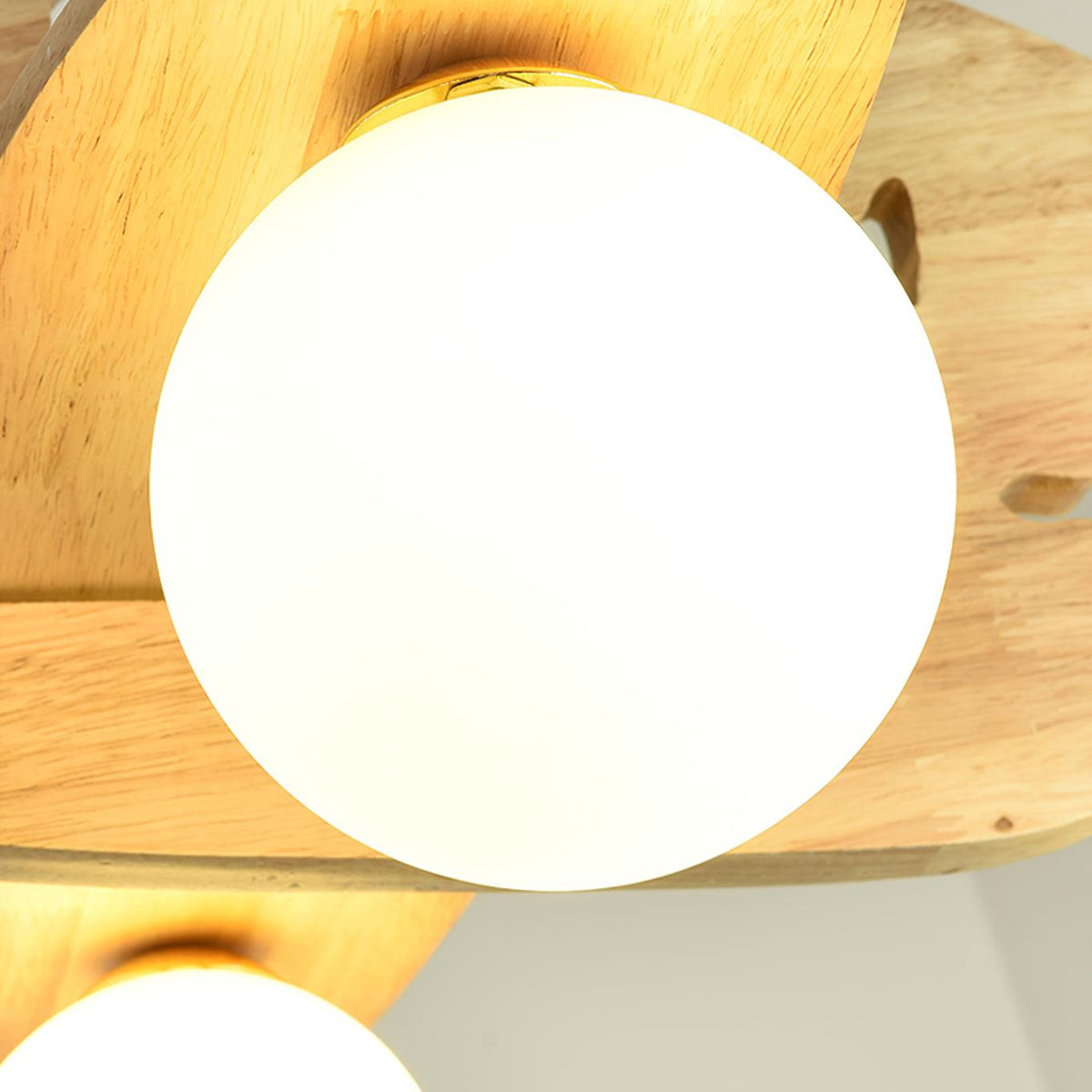 Aviator Pendant Light in Natural Wood and Opal Glass