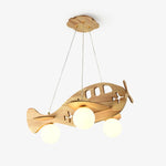 Aviator Pendant Light in Natural Wood and Opal Glass