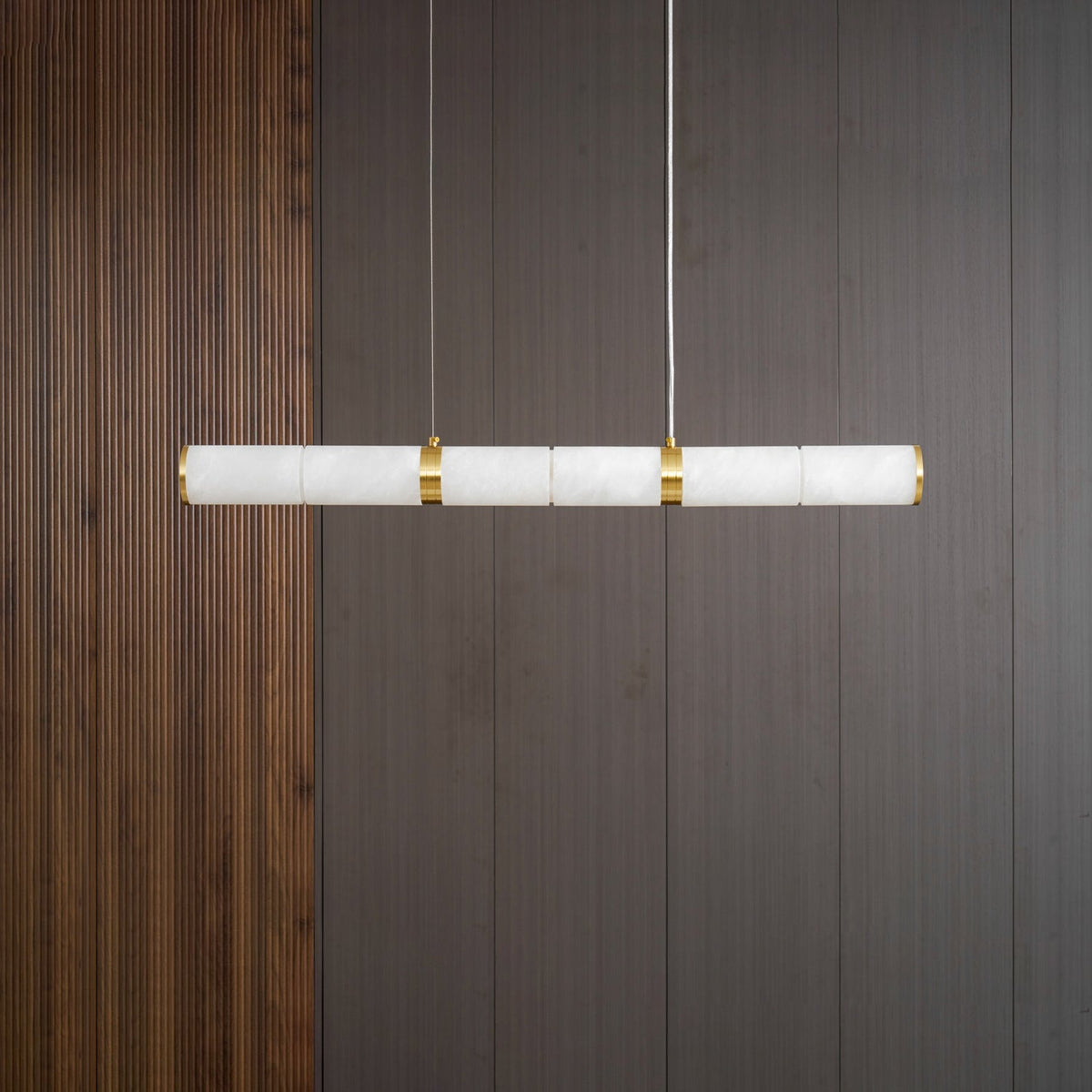 Alabaster Beam Linear Pendant Light in Brass for Modern Interiors