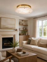 Alabaster Disc Ceiling Light in Brass | Flush Mount LED Lamp