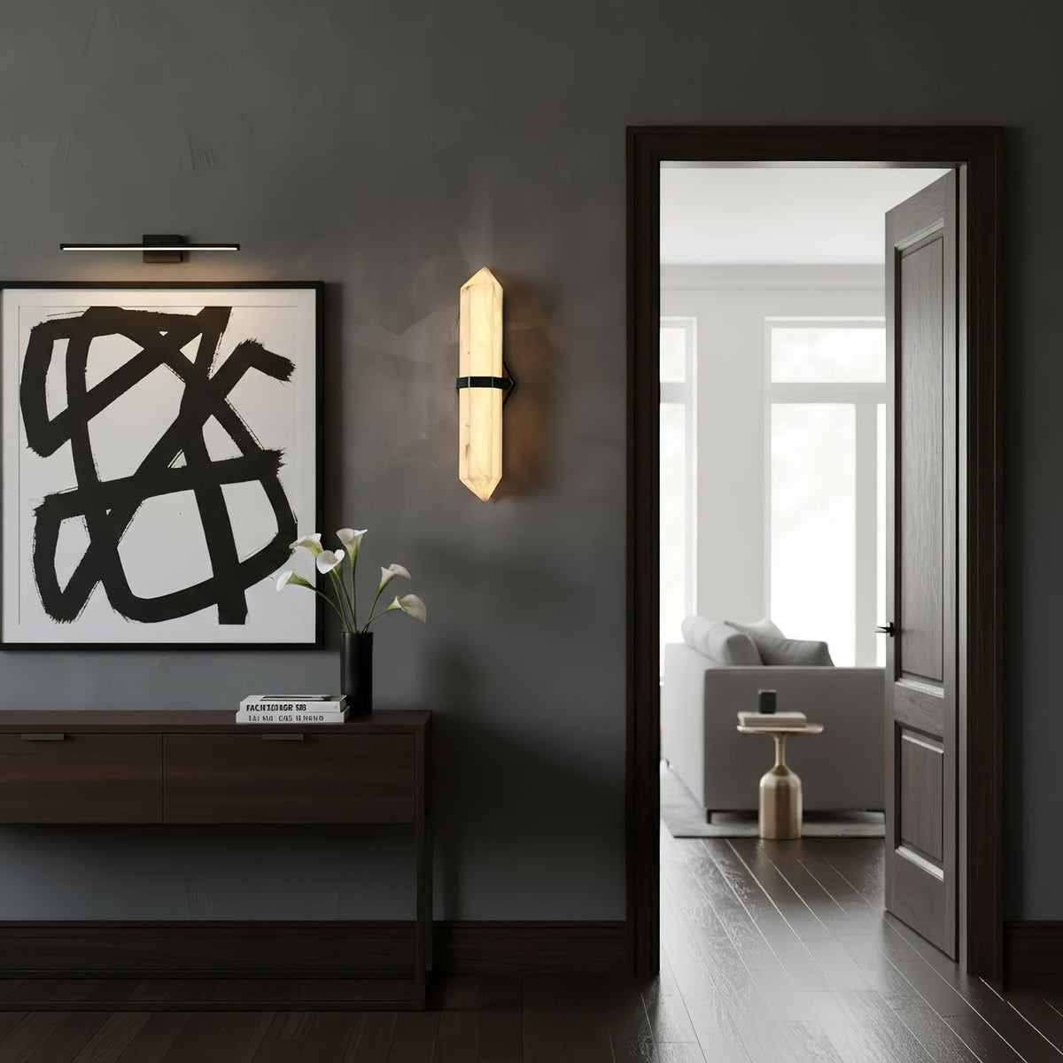 Alabaster Obelisk Wall Sconce – Modern LED Wall Light in Gold