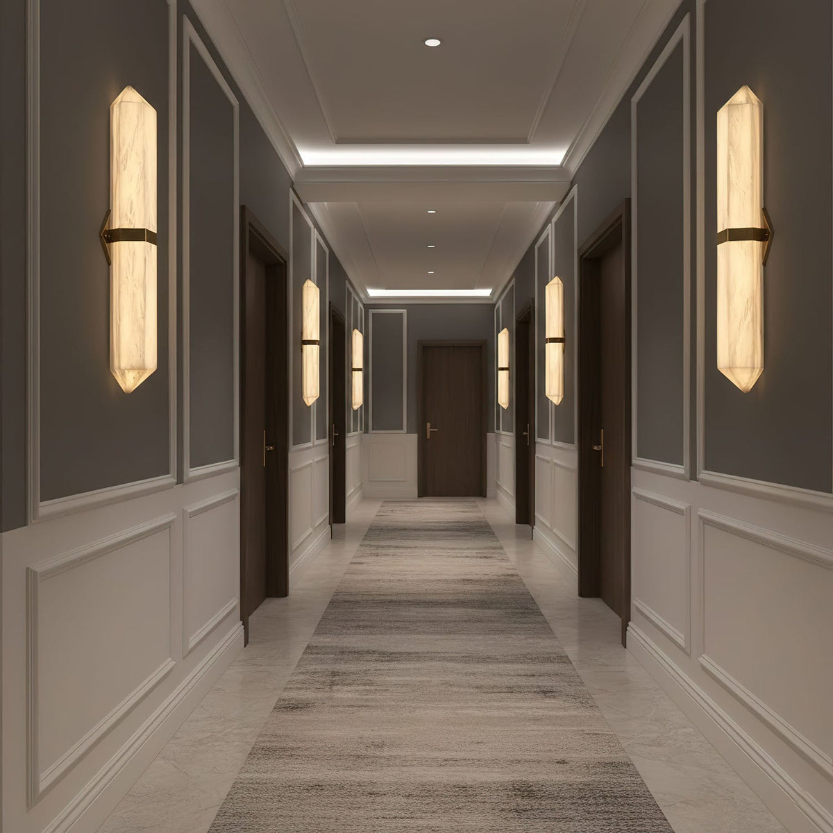 Alabaster Obelisk Wall Sconce – Modern LED Wall Light in Gold