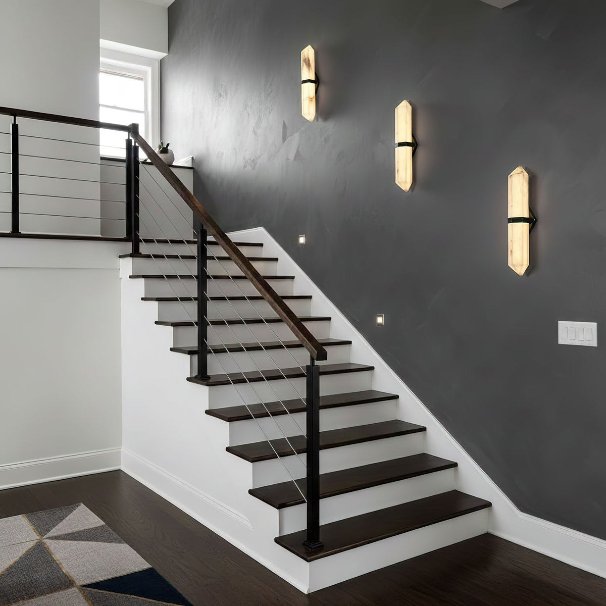 Alabaster Obelisk Wall Sconce – Modern LED Wall Light in Gold