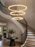 Alabaster Orb Ring Chandelier – Modern LED Halo Light for Dining Room