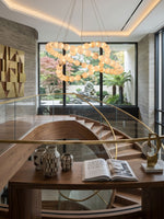 Alabaster Orb Ring Chandelier – Modern LED Halo Light for Dining Room
