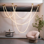 Alabaster Pearl Necklace Chandelier — Cascading Beaded LED Pendant Light