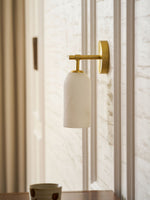 Pillar Alabaster Wall Sconce – Natural Stone, Brushed Gold Accent