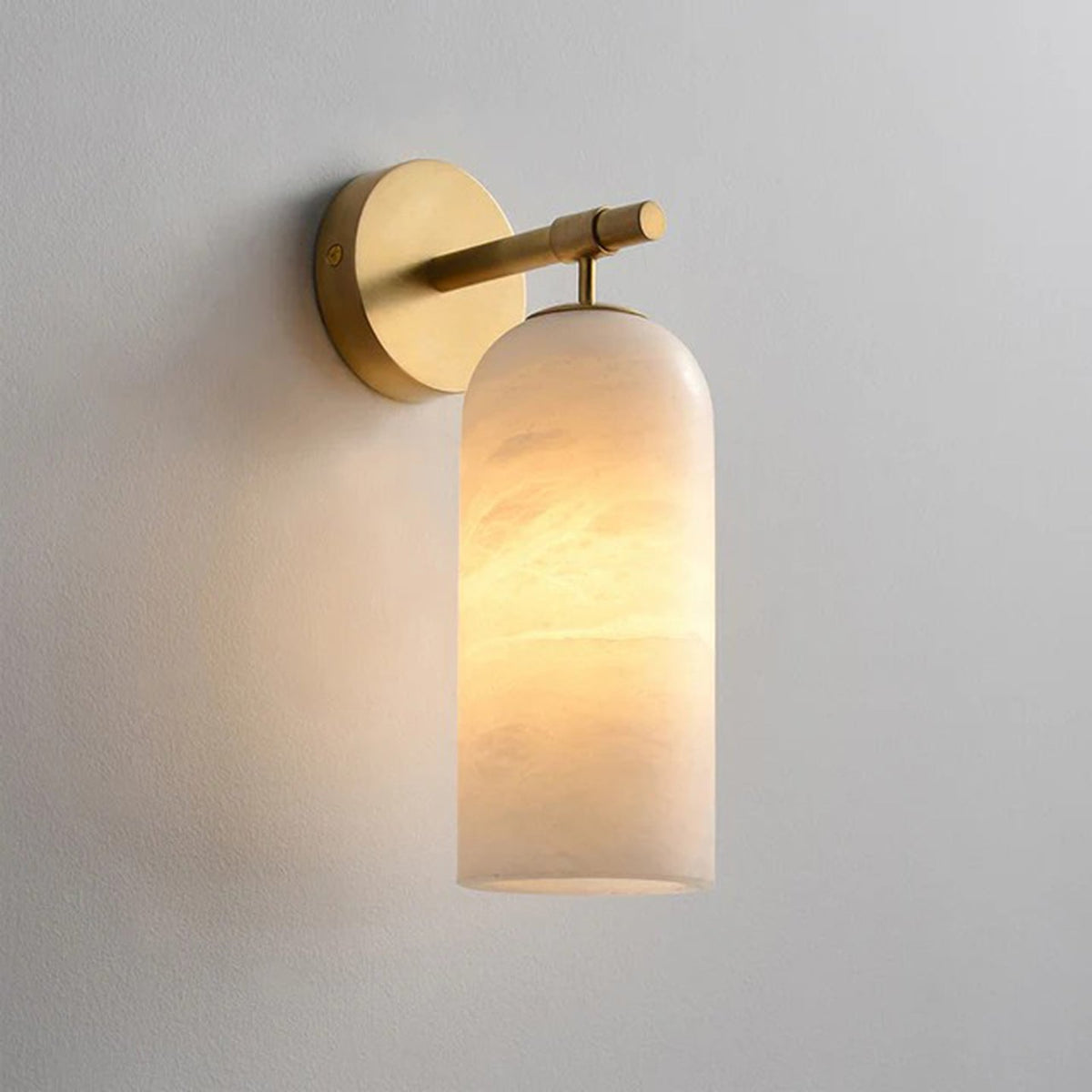 Pillar Alabaster Wall Sconce – Natural Stone, Brushed Gold Accent