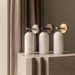 Pillar Alabaster Wall Sconce – Natural Stone, Brushed Gold Accent