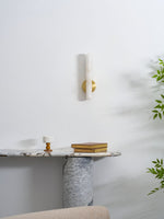 Alabaster Rod Wall Sconce in Brass – Modern Minimalist Lighting