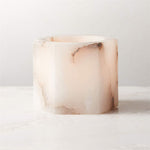 Sculpted Alabaster Cube Candle Holder – Ambient Glow for Modern Interiors