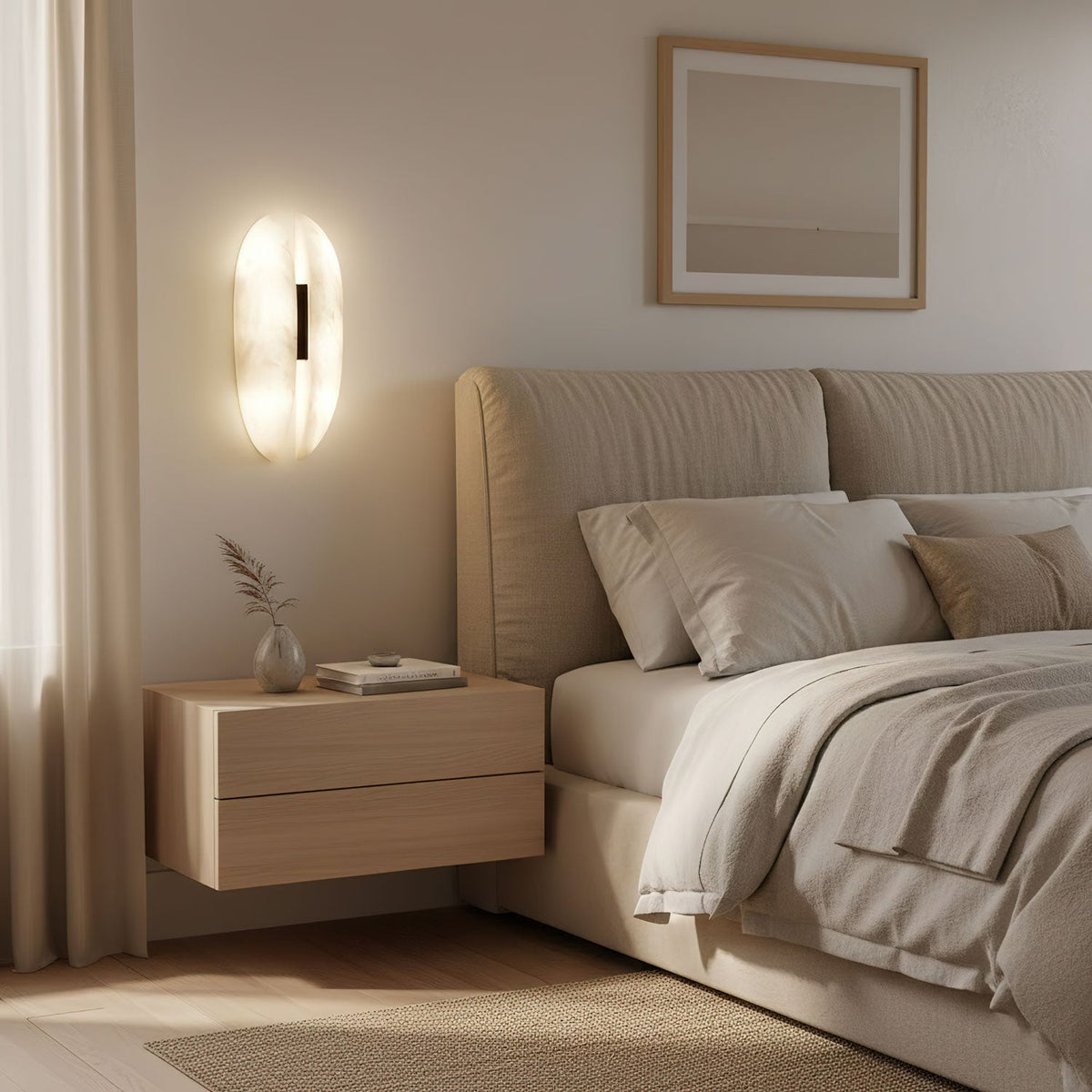 Alabaster Veil Wall Sconce – Modern LED Wall Light in Metal and Leather