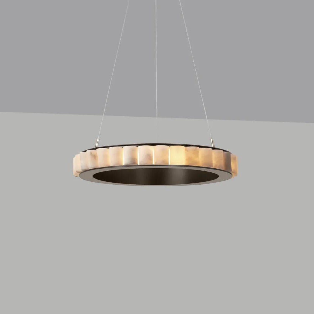 Avalon Halo Alabaster Chandelier – Modern Brass LED Pendant Light