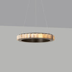 Avalon Halo Alabaster Chandelier – Modern Brass LED Pendant Light