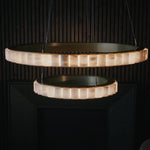 Avalon Halo Alabaster Chandelier – Modern Brass LED Pendant Light