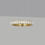 Avalon Halo Alabaster Chandelier – Modern Brass LED Pendant Light