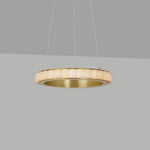Avalon Halo Alabaster Chandelier – Modern Brass LED Pendant Light