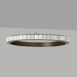 Avalon Halo Alabaster Chandelier – Modern Brass LED Pendant Light